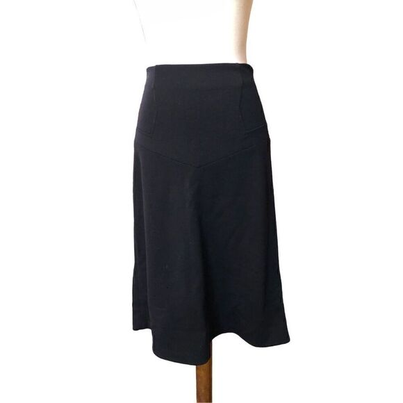 Diane von Furstenburg  black wool silk blend a line midi skirt size 8 - Picture 3 of 8